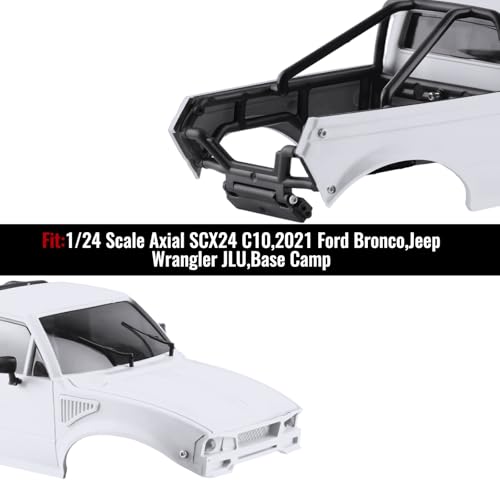 Hard Pickup Body Shell with Bed Rack for 1/24 SCX24 RC Crawler | With dual interchangeable grilles, magnetic flip-up design easy maintenance - color: White