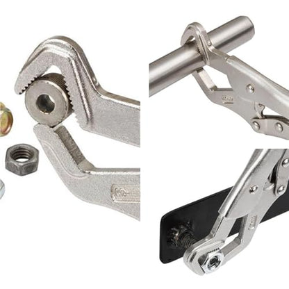 9-Inch Parrot Nose Vise Grip Plier for Sway Bar Link Removal, Curved Jaw | Adjustable locking jaw vise grips with non-slip 3-sided file-cut surface, for heavy duty automotive, welding & pipe repair