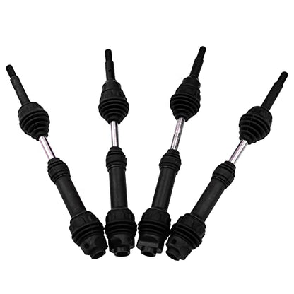 2Pairs Vgoohobby Steel Drive Shaft CVD Dogbon Front Rear Driveshaft Compatible with Traxxas Slash 4X4 Stampede Rustler Hoss VXL 4X4 RC Truck Car (Black) - color: Black