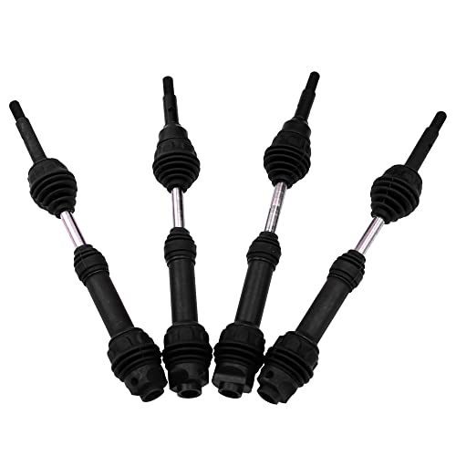 2Pairs Vgoohobby Steel Drive Shaft CVD Dogbon Front Rear Driveshaft Compatible with Traxxas Slash 4X4 Stampede Rustler Hoss VXL 4X4 RC Truck Car (Black) - color: Black