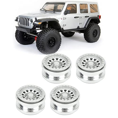 VBESTLIFE 4 PCS 2.9 Inch Wheels 12 Hole Alloy Wheels, 1/6 RC Car Wheels for AXAIL SCX6 1/6 RC Car - color: Silver