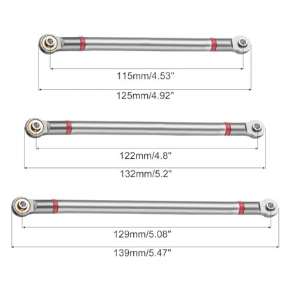 MECCANIXITY 8pcs Wheel Base Link Rod Linkage Aluminum Alloy 313mm Wheel Base Upper Lower Link Rod Chassis Linkage for SCX10 1/10 RC Car Crawler Upgrade Parts,Titanium Grey - color: Titanium Grey