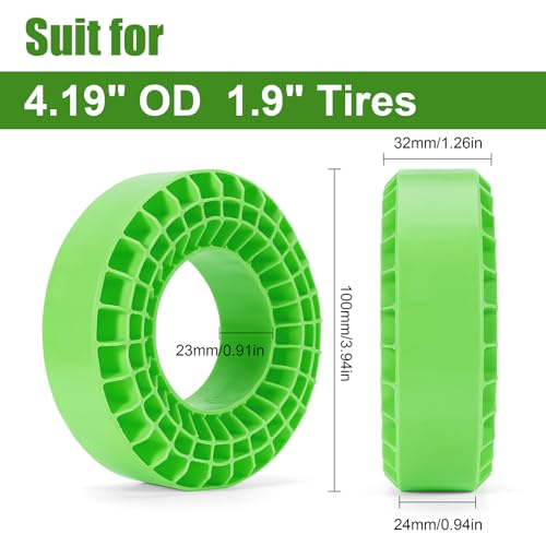 INJORA Silicone Rubber Inserts for 108-110mm(4.35" OD) 1.9 Tires, GN, 1907 - color: Green