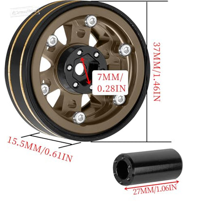 RC 1.3 Beadlock Wheels Single & Dually for 1/18 TRX4M Ascent-18,1/24 SCX24 FCX24 RC Crawler Car,Aluminium & Brass 1.3 Beadlock Rims,4pcs,Brown w/Black - color: Brown(4pcs)