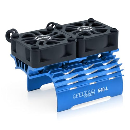 30mm RC Motor Cooling Fan and Dual Fans with Heatsink Compatible with RC 1/8 1/10 Scale Car 3650 3660 3670 Motor (Blue) - style: Blue-Dual Fan for 36mm motor