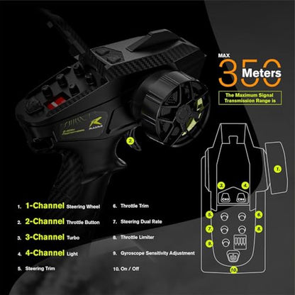 CROBOLL 1/10 Brushless Carbon Fiber RC Rally Cars with Gyro, Max 50 mph,RTR | RLAARLO Fast RC Car 2.4Ghz All Terrain Remote Control Car, Waterproof 4x4 Hobby RC Truck with 3S Battery - color: Green
