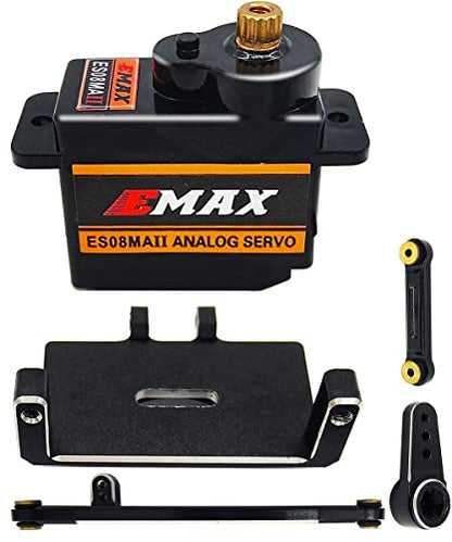 EMAX Steering Servo for SCX24 with Servo Mount and Horm Steering Link(Black) - size: Combo Pack 2