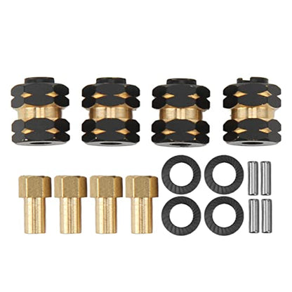 Generic 4PCS RC Hex Hub Extension Adapter Brass Wheel Hub Coupler for Axial SCX24 AXI90081 AXI00001 AXI00002 AXI00005 1/24 with Black Hard Coating
