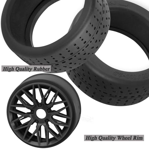 RC Rubber Wheels Tires for 1/8 Typhon 6S BLX,1/7 Infraction 6S BLX,Limitless,4PCS Highway Wheels Soft Tires Truck Tire Highway Tires,Black - color: Black(4pcs)