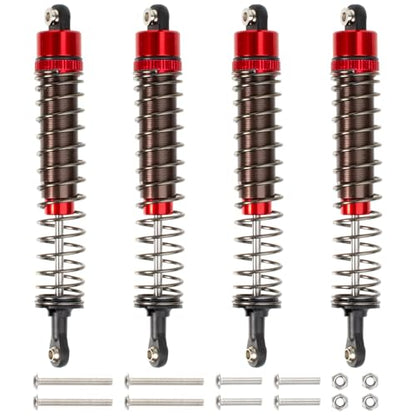 1/10 RC Crawler Shocks 110mm Aluminum Oil Filled Absorbers Adjustable Damper Set for Axial SCX10 TRX-4 TRX-6 D90 Tamiya Bullhead Super ClodBuster Truck Car Upgrades Parts (Red) - color: Red