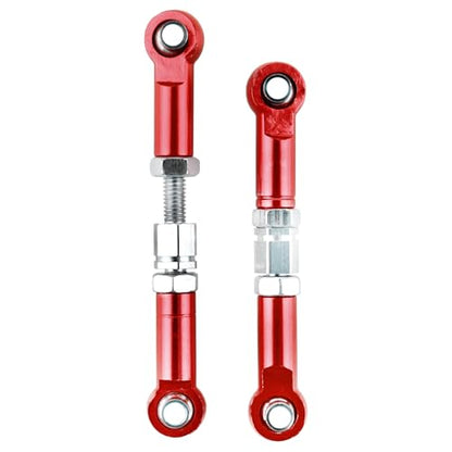 2 Pairs Upgrade Steering Linkage 16431 Adjustable Pull Rod Linkages Arm Tie Rod,Replacement Spare Parts for H16BM H16PL H16DR H14BM 14210 JC14EP HP474 HP141S RC Trucks (Red)