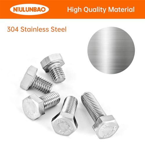 M8 x 10mm 12mm 16mm 20mm 25mm Heavy Duty Hexagon Bolts Hex Head Screws, 304 Stainless Steel, Machine Fully Thread, Metric, Bright Finish, Assortment Kit 50PCS - size: M8 x 10/12/16/20/25mm (50PCS)