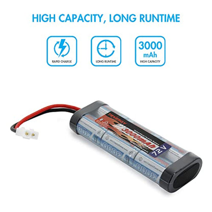Tenergy 2 Pack 7.2V 3000mAh Flat NiMH Battery Packs with Smart Charger for RC Cars, RC Airplanes