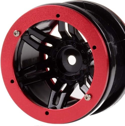4PCS Plastic Plating 2.2 Inch Beadlock Wheel Rim Wheel for 1/10 RC Rock Crawler Car Truck for Tamiya Axial TRX4 Wraith SCX10 CC01 D90 TF2 Parts(Red/Black) - color: Red/Black