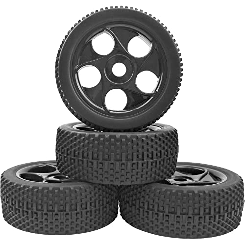 17mm Hex Hub 4.4''OD Rubber Tires & Plastic Wheel Rim with Foam Compatible with Arrma Python Mega HSP Redcat Kyosho ExceedRC Traxxas Losi HPI 1/8 Off-Road RC Buggy