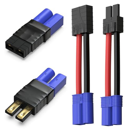 Cordro 2 Pair RC LiPo Battery Connector Adapter Compatible with TRX/Traxxas Lipo Battery Plug to EC5 Male Female on ESC Charger