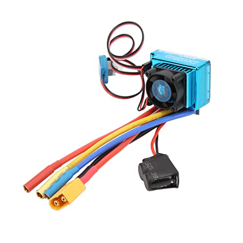 120A RC Brushless ESC, Waterproof Dustproof Brushless ESC with 9 - Speed Acceleration, XT60 Plug ESC for 1/10 and 1/8 RC Car, Programmable with External Port