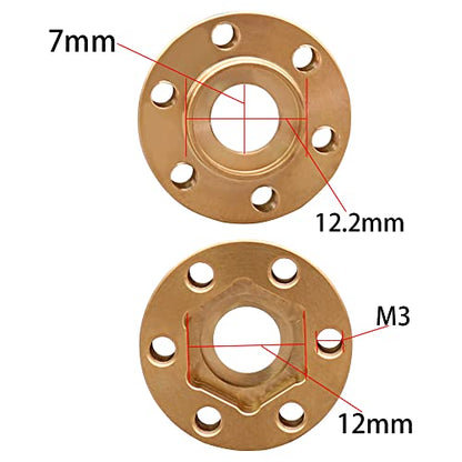 4Pcs Brass Weights 1.9 2.2 Inches Beadlock Wheels 12mm Hex Wheel Hub Widen Adapters for SCX10 TRX4 1/10 RC Crawler Upgrades (Gold, 12mm) - color: Gold, size: 12mm