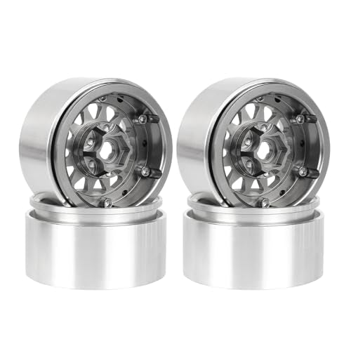 4PCS 1.9" Beadlock Wheel Rims Offset-10mm Aluminum Alloy Metal Wheel Hub for 1/10 RC Rock Crawler Car for Axial SCX10 TRX4 TRX6 D90 D110 Upgrade Accessories(12Holes-Grey) - color: 12holes-grey
