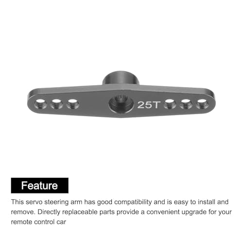 MECCANIXITY 5 Pcs Aluminum Servo Horn 25T 25 Teeth Servo Horn Steering Double Arms 47mm Length Titanium for DIY RC Car/Boat/Airplanes Boat Model - color: Titanium