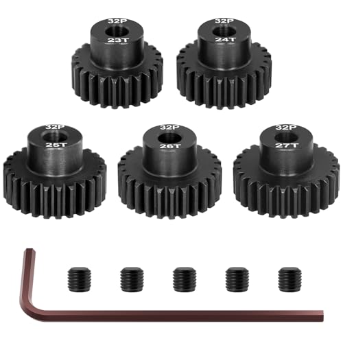 OGRC 32P 23T 24T 25T 26T 27T Pinion Gear for 1/8 1/10 RC Truck Monster | 0.8 Mod, 5mm Shaft, Hardened Steel, Fits 3660, 3665, 3670, 4068, and 4074 Series Motor - size: 23T 24T 25T 26T 27T