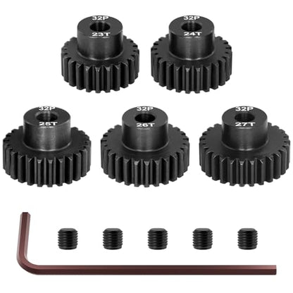 OGRC 32P 23T 24T 25T 26T 27T Pinion Gear for 1/8 1/10 RC Truck Monster | 0.8 Mod, 5mm Shaft, Hardened Steel, Fits 3660, 3665, 3670, 4068, and 4074 Series Motor - size: 23T 24T 25T 26T 27T