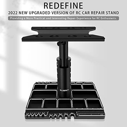 GLOBACT Multi RC Car Stand RC Repair Tool for 1/8 1/10 1/18 RC Car, Black | 360 Switch Rotation, 5 Levels Height Lift or Lower