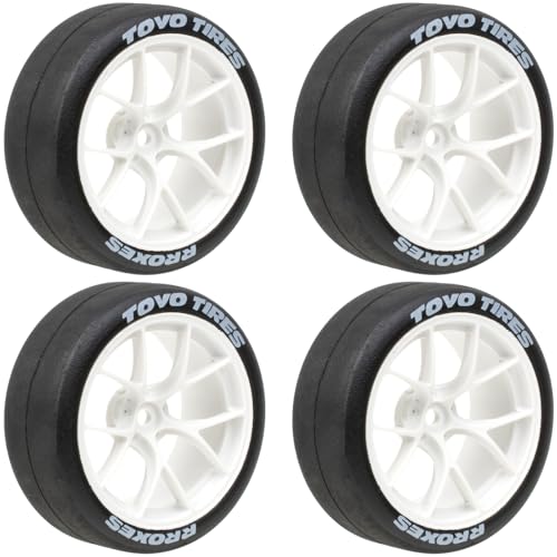 1/10 On-Road RC Car Wheel Rims & Rubber Tire 12mm Hex for Traxxas Nitro 4-Tec 2.0 Tamiya TT-01 / TT-02 HSP HPI (White) - color: White