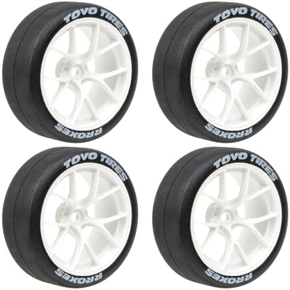 1/10 On-Road RC Car Wheel Rims & Rubber Tire 12mm Hex for Traxxas Nitro 4-Tec 2.0 Tamiya TT-01 / TT-02 HSP HPI (White) - color: White