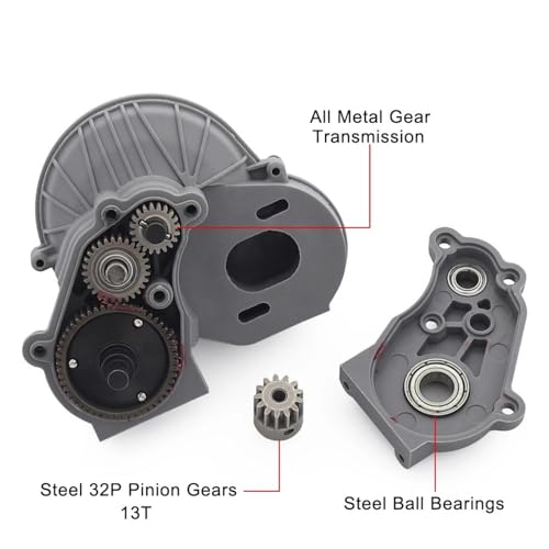 1/10 RC Transmission,Complete Gearbox with Gears Set for Axial SCX10 SCX10 II 90046 Crawler Car Upgrade Part (Gray) - color: Gray