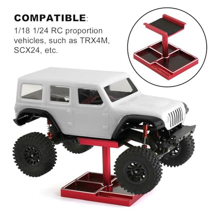 kingsea RC Car Work Stand 360° Rotation Body Mounts RC Repair Tool Set Aluminum Alloy RC Work Stand for 1/18 1/24 RC Car Truck Buggy (Red) - color: Red