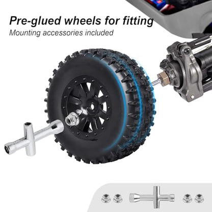 HobbyPark Pre-Glued RC Tires and Wheels 12mm Hex for 1/10 Scale RC Short Course Truck Traxxas Slash 4x4 2WD BL-2S, Redcat Blackout XTE SC TR10, Losi 22S SCT, 4PCS (Style A) - style: Style A