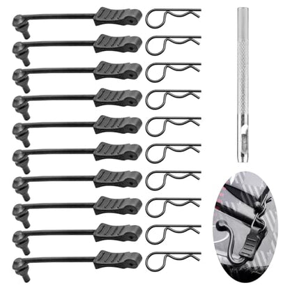 10PCS AllinRC RC Body Clips w/Pull Tabs & 4mm Hole Puncher for All 1/10 1/12 Scale Traxxas Arrma Redcat Axial Losi HSP HPI Kyosho RC Car Truck Crawler Body Shell Upgrades (1.2mm Rod Black) - size: 1.2mm Rod Black