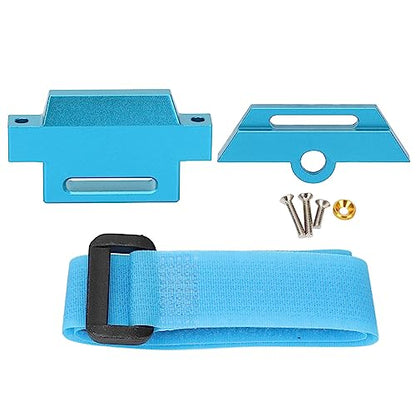 Tall Battery Holder Mount Hold Down for 1/10 Slash 2WD 5822 5822A Chassis, Aluminium Alloy RC Battery Mount Plate, Battery Holder Mount with Strap for 1/10 Slash (Blue) - color: Blue