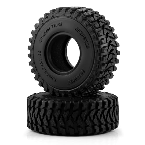 4PCS 1.55" Soft Rubber Wheel Tires 1.55 inch Mud Wheel Tyre All Terrain Crawler Rubber Tires with Foam Insert for 1/10 RC Crawler Car Axial 90069 TF2 D90 CC01 LC70 Tamiya MST JIMNY UTB18