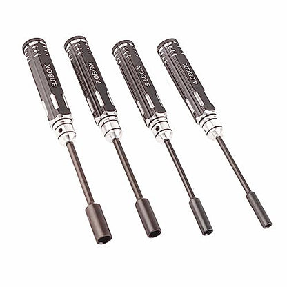 RC Metal Hex NUT Driver Set,4Pcs RC Metal Hex NUT Key Socket Screw Driver Wrench Accessories 4.0MM, 5.5MM, 7.0MM, 8.0MM for RC Cars Model Airplanes ﻿