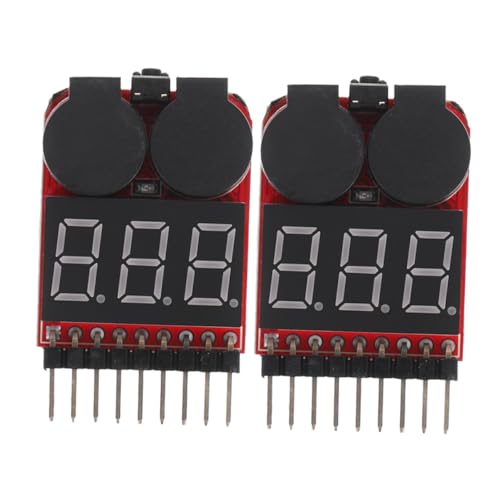 2pcs Lithium Battery Tester with Sound Alarm, 1-8s Lipo Voltage Monitor for Household and Rc Battery Capacity Measurement and Low Voltage Warning