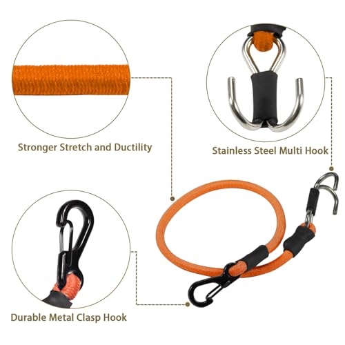 2pcs 280mm Elastic Strap Escape Rope Kinetic Winch Strap with Rescue Trailer Hook for 1/18 1/24 RC Crawler Car TRX4M High Trail SCX24 FCX24 (Orange) - color: Orange