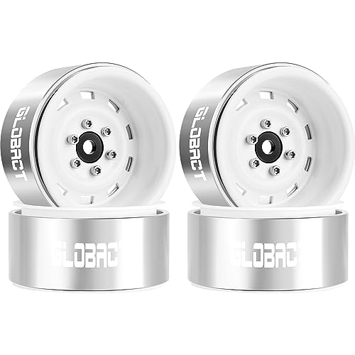 GLOBACT 1.9 Beadlock Wheel for 1/10 TRX4 TRX6 SCX10 I II III Pro Redcat, W | 1/10 RC Wheel Hub, 1/10 RC Crawler Car Upgrade Accessories - color: White