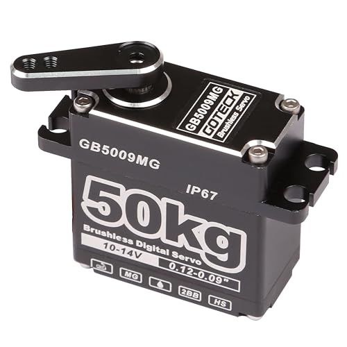 GOTECK 50KG Brushless Digital Servo,High Voltage 14V Metal Gear Waterproof Steering Servo with 25T Servo Horn for 1/8 1/10 RC Crawler Car,Robot,Boat,Truck Robot Parts (GB5009MG-180°)