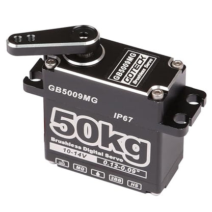 GOTECK 50KG Brushless Digital Servo,High Voltage 14V Metal Gear Waterproof Steering Servo with 25T Servo Horn for 1/8 1/10 RC Crawler Car,Robot,Boat,Truck Robot Parts (GB5009MG-180°)