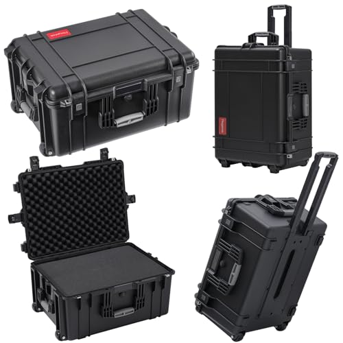 Regetek Rolling Hard Case with Foam,26 x 20 x 13 Inch, Equipment Case with Wheels and 4 Handles for camera, Drone,tool, electronics,Shockproof, Waterproof, TSA Friendly, Inner 22.64"X 16.73"X9.84"