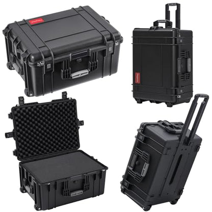 Regetek Rolling Hard Case with Foam,26 x 20 x 13 Inch, Equipment Case with Wheels and 4 Handles for camera, Drone,tool, electronics,Shockproof, Waterproof, TSA Friendly, Inner 22.64"X 16.73"X9.84"