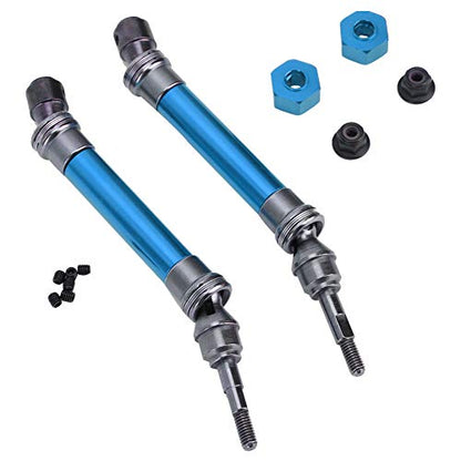2Pcs RC Car Front Shaft Stainless Steel Rear Drive Shaft Universal Driveshaft Fit for Traxxas RC Truck Upgrades Parts (Blue) - color: Blue