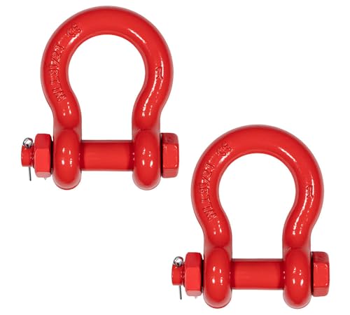 Mytee Products 2 Pack 1" Anchor Shackle Forged Carbon Steel w/Safety Screw Pin Load Limit 17,000 lbs, Double Rust Protection Heavy Duty D Ring Bolt Type Shackle for Towing, Rigging - color: 2 - Pack, size: 1" (8.5 Ton WLL), style: Bolt Type Threaded Cotte