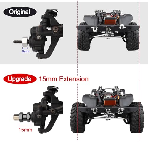 4-Pack HobbyPark 12mm Wheel Hex Drive Hubs Combiner Coupler Aluminum 15mm Offset Extension for 1/10 RC Crawler Car Parts (Black) - color: Black, size: 15mm Length