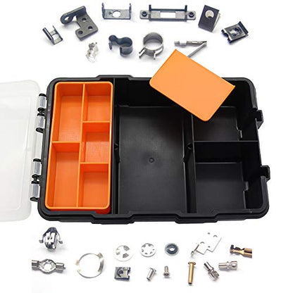 Small Tool Parts Box, Plastic Tool Storage Case, Home Hardware Organizer with Removable Dividers, Small Toolbox for Nails, Screws, Nuts and Bolts, 10-Compartment (Pack of 2) - size: 15.5x22.5x5.6cm/6.1x8.9x2.2in (Pack of 2)