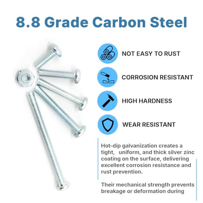 128-Piece #8-32 Machine Screws Assortment Kit – Zinc-Plated Carbon Steel Phillips Pan Head Screws with Nuts, Knobs Cabinet Screw & Electrician Screw Machine Bolts - size: #8-32 – 64 Sets, 5 Sizes