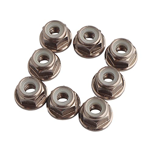8PCS Flange M4 Lock Nuts Serrated Nylon Self-Tightening Aluminum M4 Wheel Hardware for Axial HPI TLR ECX Model RC Car Vehicles Upgraded Replacement Parts (Titanium) - color: Titanium