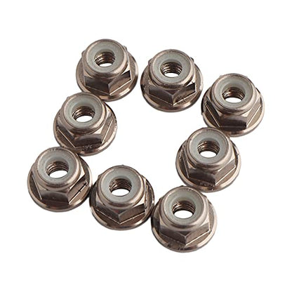 8PCS Flange M4 Lock Nuts Serrated Nylon Self-Tightening Aluminum M4 Wheel Hardware for Axial HPI TLR ECX Model RC Car Vehicles Upgraded Replacement Parts (Titanium) - color: Titanium